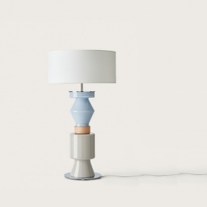 Настольная лампа Kitta Ponn, отделка пепельно-серое стекло, белый абажур, хром 824526