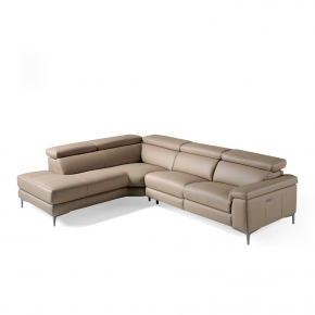 Угловой диван с реклайнером 5320-L /6042 кожаный бежевый 591175