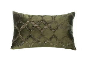 Подушка декоративная с бисером "Арабески" зеленая 413376