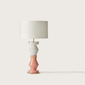 Настольная лампа Kitta Kitta, отделка серое стекло, розовое стекло, латунь, белый абажур 573781