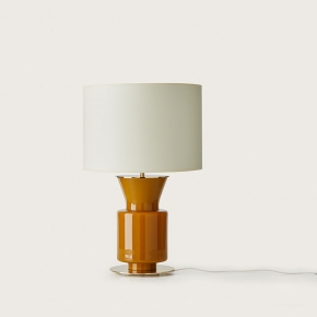 Настольная лампа Ponn, отделка медовое стекло, белый абажур, матовая латунь 920008