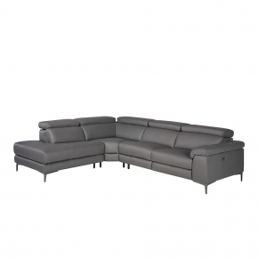 Угловой диван с реклайнером 5320-L-M9019 /6112 серый кожаный 264104