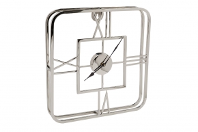 Часы настенные металлические квадратные хром 501577