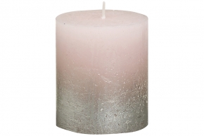 Свеча декоративная розовая с серебром 979944