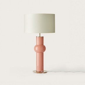 Настольная лампа Boya, отделка розовое стекло, матовая латунь, белый абажур 937106
