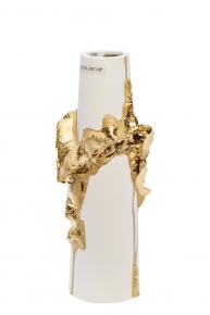Ваза керамическая белая с золотым декором 200586