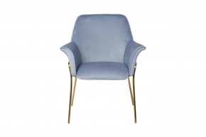 Кресло велюровое серо-голубое на металлических ножках 778850