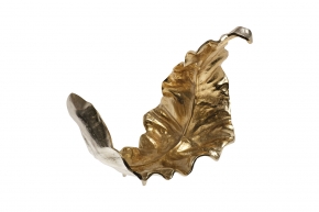 Тарелка декоративная "Лист" металлическая золото/хром 572609