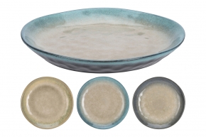 Тарелка десертная керамическая синяя с бежевым 20 см 447681