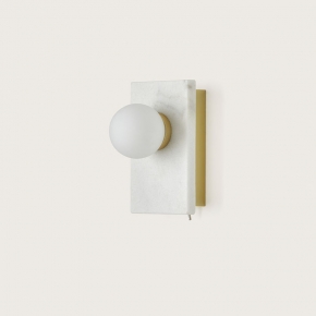 Бра Lan, отделка матовая латунь, белый мрамор, матовое стекло 498189