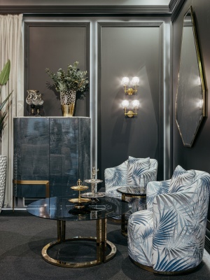 Стол журнальный Garda Decor темн.стекло/золото 631299