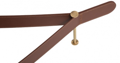 Полка подвесная, 35*35*h70/135, satin gold metal, cognac leather, transparent fume glass 887737