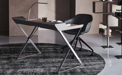 Письменный стол Cattelan italia Qwerty 700122080010 + 667012200060 - GF69 goffrato graphite / OP69 555455