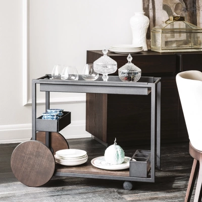 Сервировочный стол Cattelan italia Brandy 600163080012 - GFM69 Graphite goffrato / burned 842691