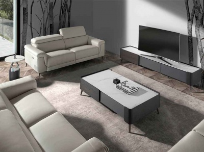 Диван 3-х местный с реклайнером 5319-3P-M5653 /6108 серый кожаный 618245