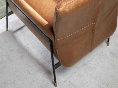 Кресло 5091/KF-A002-M2851 кожаное с черными стальными ножками 507450