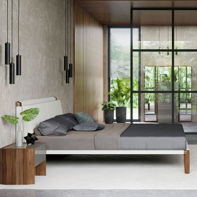 Кровать, отделка шпон ореха F, экокожа PU78 229680