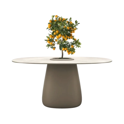 Cobble Table 160 cm Stoneware Ivory Bucket 374256