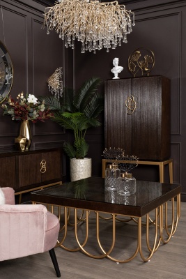Стол журнальный квадратный вишнево-золотой 845642