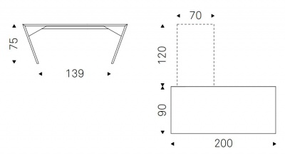 Письменный стол Cattelan italia VEGA + Drawer - unit 49*49*56 + PAD 100*60 - rovere bruciato Rb 313063