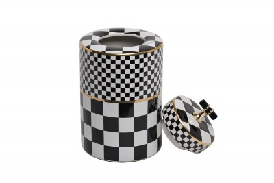 Ваза с крышкой "Chess" черно-белая 26см 154738