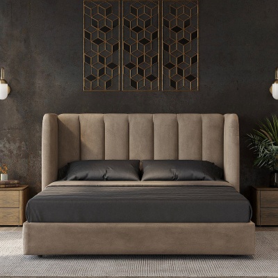 Кровать с решеткой Renata, отделка ткань Suede TL 005 кат 2 302643